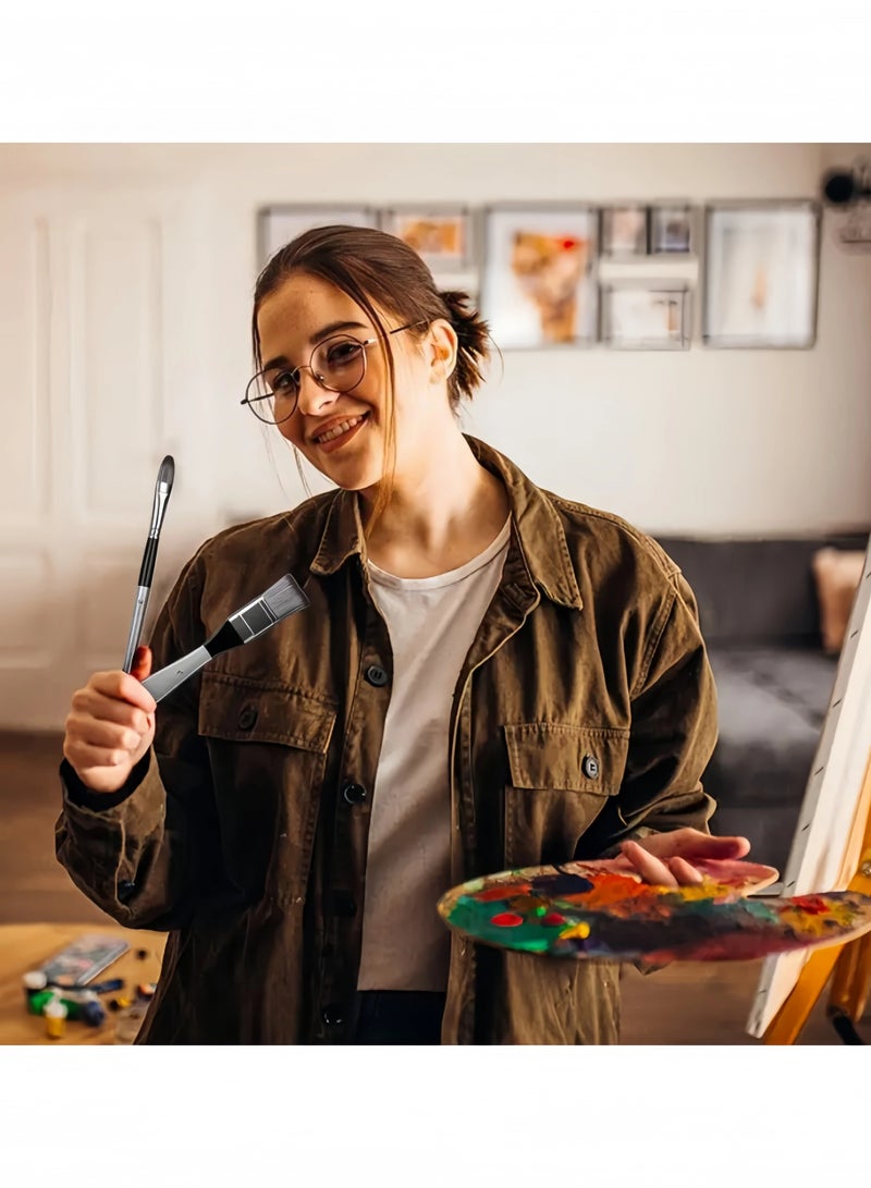 24-Piece Artist Paint Brush Set with Palette Knife, Premium Nylon Bristles, Wooden Handles, for Acrylic, Oil, Watercolor, Gouache, Includes Canvas Wrap Storage Pouch - Image 3