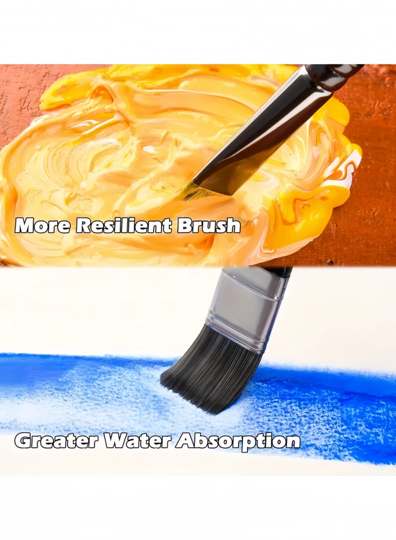 24-Piece Artist Paint Brush Set with Palette Knife, Premium Nylon Bristles, Wooden Handles, for Acrylic, Oil, Watercolor, Gouache, Includes Canvas Wrap Storage Pouch - Image 5