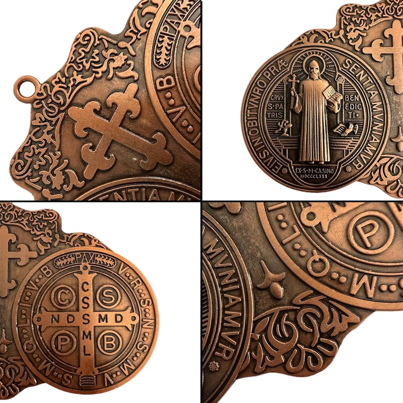 BONITTER Store EXTRA LARGE 5 INCH ST BENEDICT CROSS MEDAL VINTAGE FINISH FOR WALL OR DESK DISPLAY/MEDALLA DE SAN BENITO (NEW BRSS) - Image 2