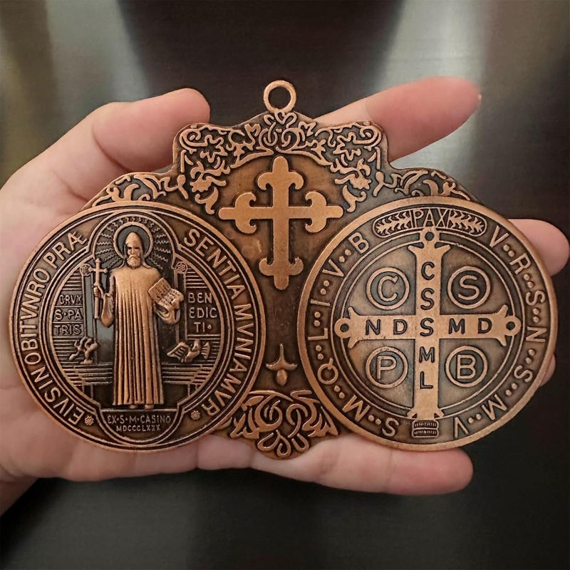 BONITTER Store EXTRA LARGE 5 INCH ST BENEDICT CROSS MEDAL VINTAGE FINISH FOR WALL OR DESK DISPLAY/MEDALLA DE SAN BENITO (NEW BRSS) - Image 1