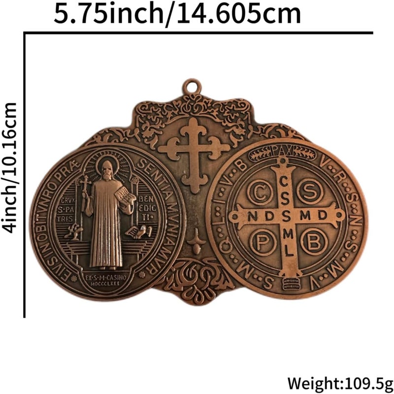 BONITTER Store EXTRA LARGE 5 INCH ST BENEDICT CROSS MEDAL VINTAGE FINISH FOR WALL OR DESK DISPLAY/MEDALLA DE SAN BENITO (NEW BRSS) - Image 3
