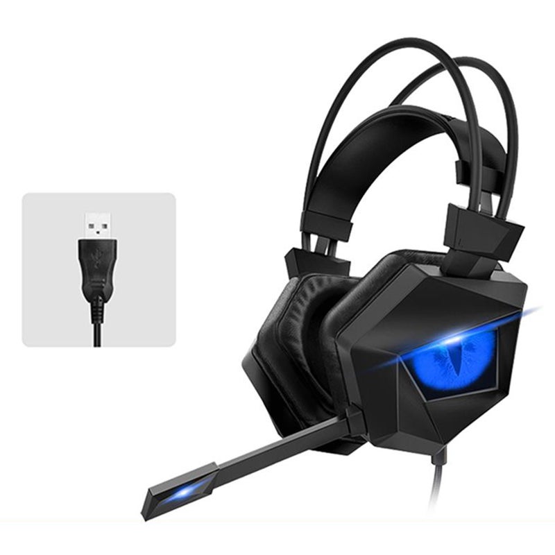 سماعات ألعاب سلكية USB من تايواو (TAIOU) بسماعة افتراضية 7.1 ساوند، سماعة ألعاب إلكترونية مع ميكروفون وضوء إي دي أزرق متلألئ للأجهزة المحمولة والحاسوب الشخصي - Image 5