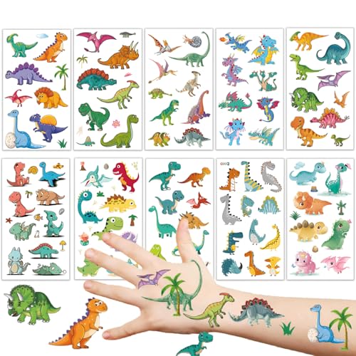 Flavizo 10 Sheets Unicorn Temporary Tattoo Stickers for Kids, Cute Dinosaur Water Sticker Set, Washable Waterproof for Girls Boys, Removable Body Art Decorations - Image 3