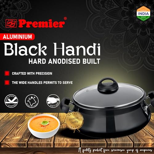 Premier Hard Anodised Aluminium Trendy Black Handi Mini (Code-109020), Compact, Durable and Stylish Cookware for Efficient Cooking. Ideal for Small Families and Singles - Image 2