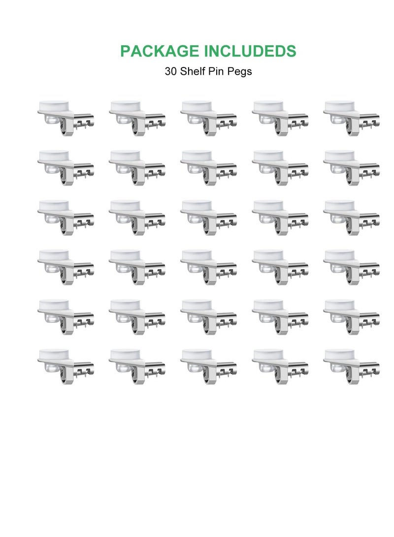30 Pack Shelf Pegs Pins with Silicone Suction Cups 1/5 Inch 5mm Metal Pins Premium Zinc Alloy Material Unique Design Easy to Install  for Adjustable Wood and Glass Shelving Hold Nickel  - Image 2