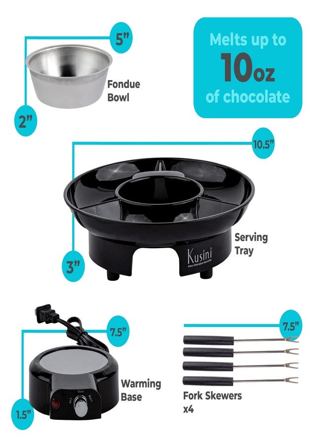 Kusini Electric Fondue Pot Set - Chocolate Fondue Kit - Temperature Control, Detachable Serving Trays, & 4 Roasting Forks - Gift Set & Date Night Idea. Serve at Movie Night or Game Night. - Image 3