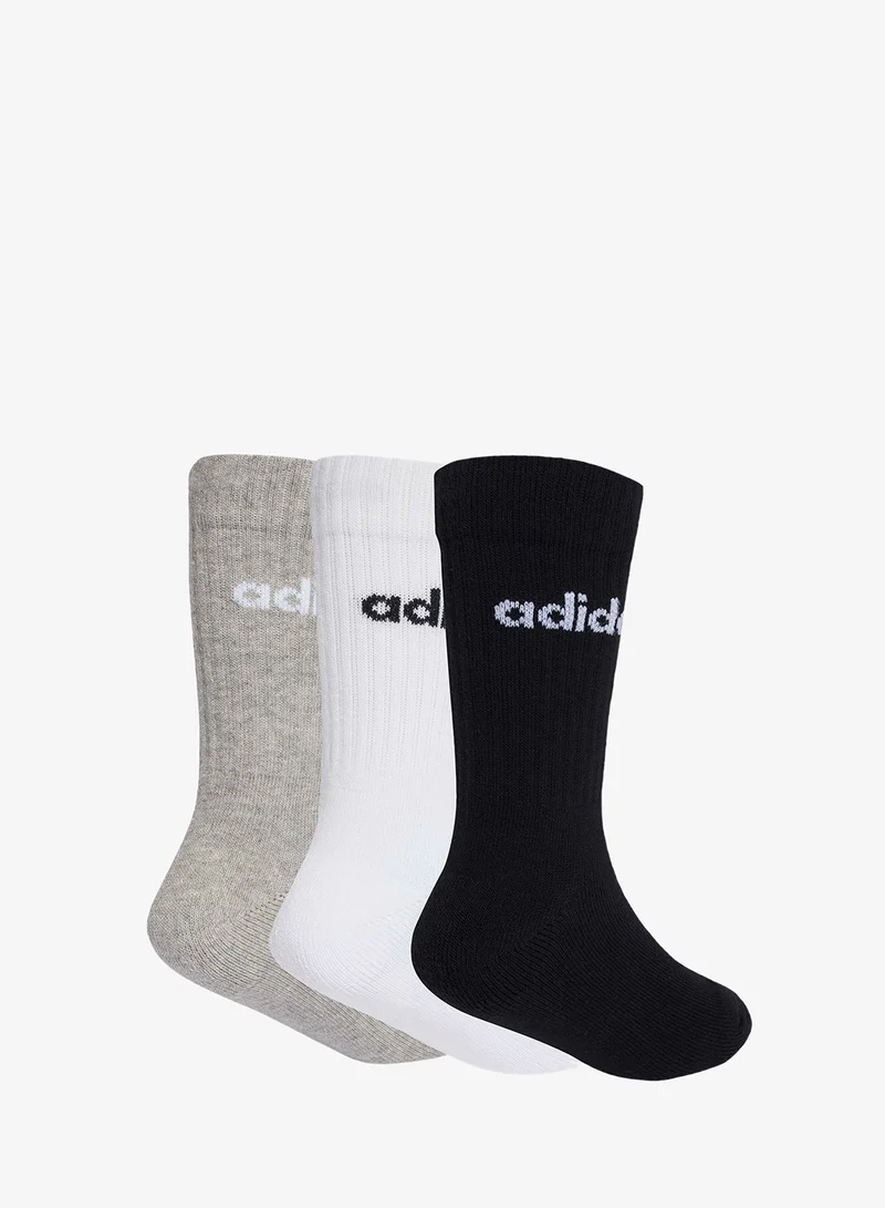 Adidas Kids 3 Pack Linear Crew Socks