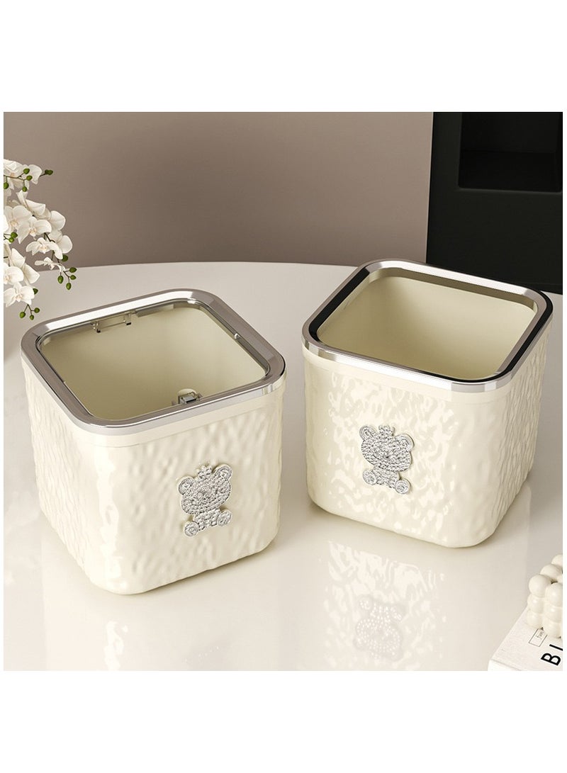 Meetion Small Desktop Trash Cans with Lids (2 Pack) - Mini Plastic Waste Bins for Desk, Table, Office, Kitchen, Bedroom, Bathroom, Garbage Cans  - Image 1
