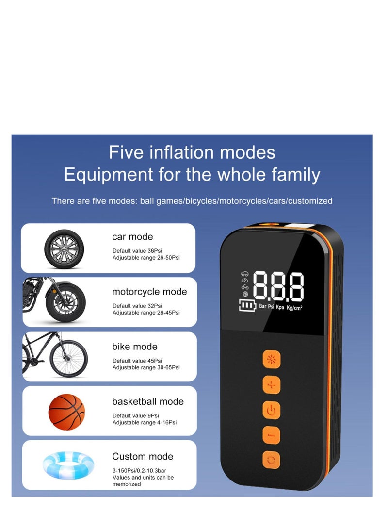 SYOSI Cordless Inflator with Digital Pressure Gauge, Air Compressors & Inflators Tire Inflator, Portable Air Compressor, Compact and Versatile Inflation Tool for Tires, Sports Equipment, Ebike Motorcycles  - Image 4