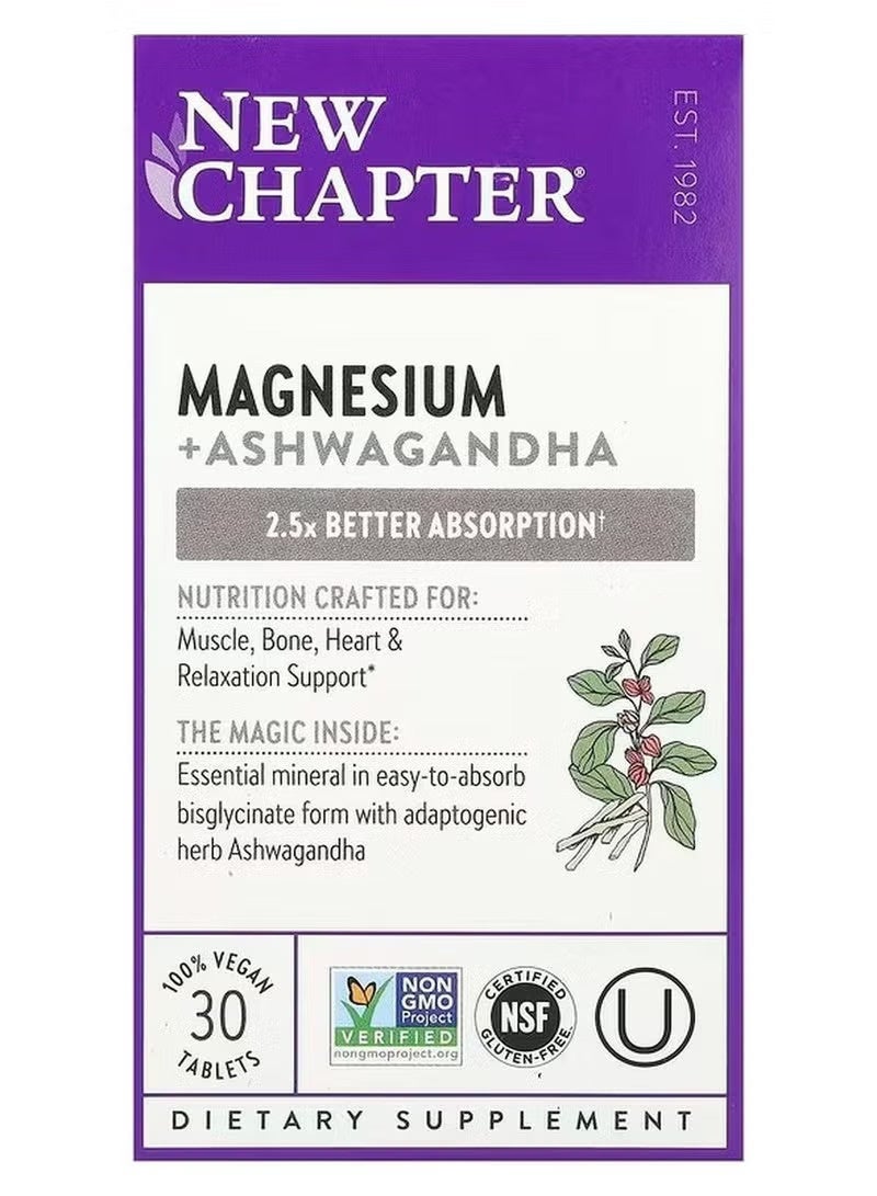 Magnesium + Ashwagandha, 30 Tablets