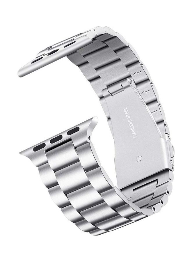 NIBEMINENT Solid Series Stainless Steel Metal Smartwatch Strap For Apple Watch 1/2/3/4/5 Silver - Image 1