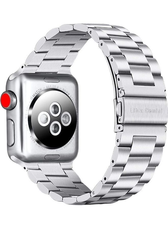 NIBEMINENT Solid Series Stainless Steel Metal Smartwatch Strap For Apple Watch 1/2/3/4/5 Silver - Image 2