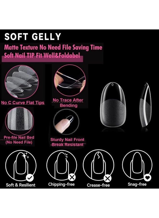 UNA GELLA UNA GELLA Oval Almond Fake Nails Pre-shape 216pcs Round Almond Tips Press on Nails for Full Cover Acrylic Round Oval Full Nails False Nails 12 Sizes False Soft Gel Tips  - Image 3