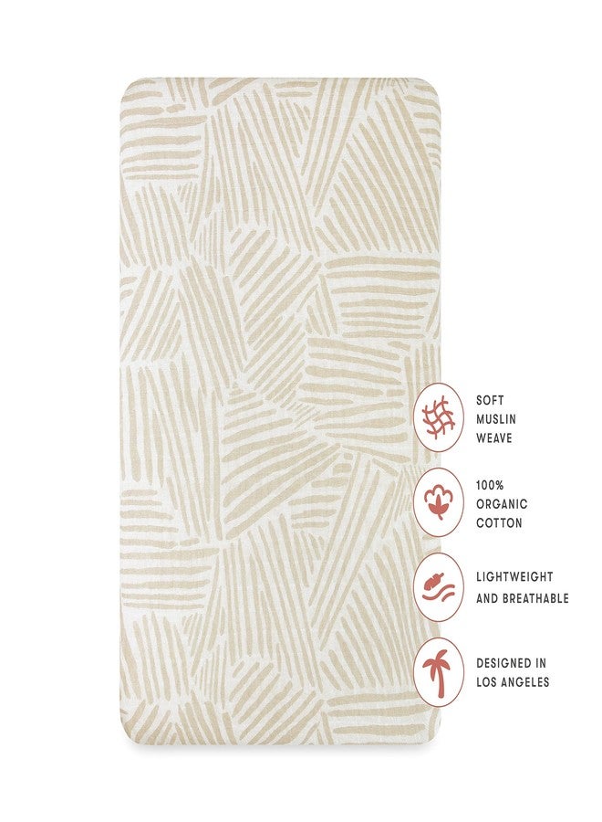 Babyletto Muslin Baby Bassinet Sheets for Girls & Boys - GOTS Certified Breathable Organic Cotton Cover - 360° Fitted, Soft, Gentle & Cozy Rectangle Bedside Bassinet Sheets - Oat Stripe - Image 2