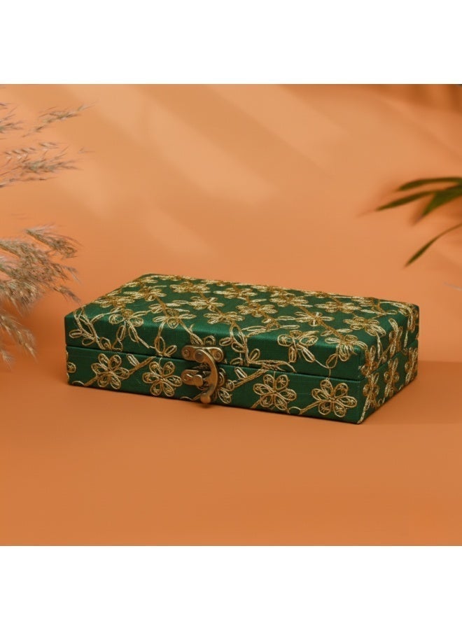 صندوق تخزين مستطيل للمجوهرات، منظم للأقراط والخواتم والقلائد، هدية تزيينية للنساء - Image 1