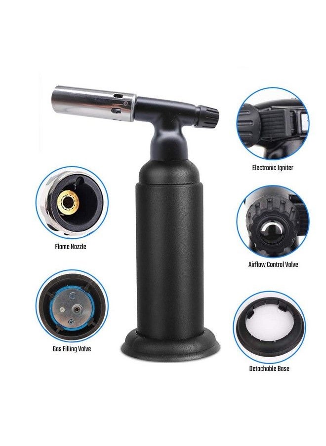JUN-L - Butane Torch Junl Big Blow Torch Refillable Cooking Torch Lighter Adjustable Flame For Desserts Bbq Soldering With Safety Lock (Butane Gas Not Included) (Black) - Image 1