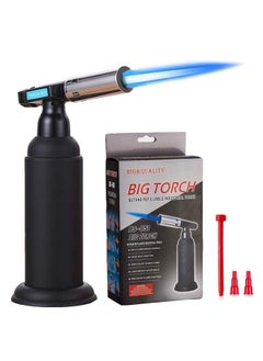 Butane Torch Junl Big Blow Torch Refillable Cooking Torch Lighter Adjustable Flame For Desserts Bbq Soldering With Safety Lock (Butane Gas Not Included) (Black)