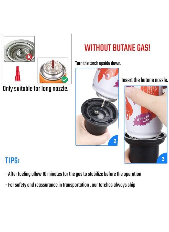 JUN-L - Butane Torch Junl Big Blow Torch Refillable Cooking Torch Lighter Adjustable Flame For Desserts Bbq Soldering With Safety Lock (Butane Gas Not Included) (Black) - Image 1