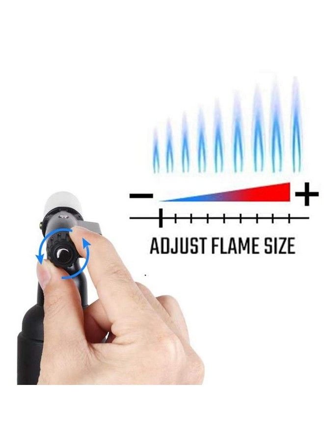 JUN-L - Butane Torch Junl Big Blow Torch Refillable Cooking Torch Lighter Adjustable Flame For Desserts Bbq Soldering With Safety Lock (Butane Gas Not Included) (Black) - Image 1