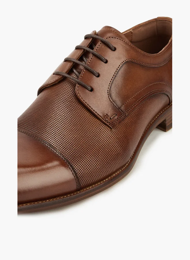 DUCHINI Men's Textured Lace-Up Derby Shoes