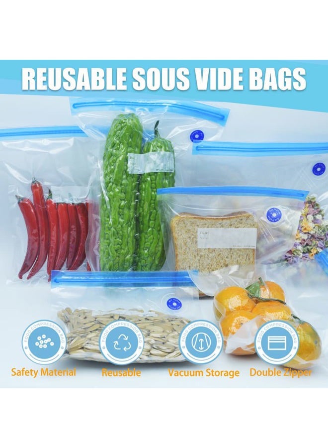 Daarcin 15pcs 10.2x13.4in/26*34cm Sous Vide Bags BPA Free Reusable Vacuum Sealer Bags Keep Food Flesh with and 2 Sealing Clips - Image 3
