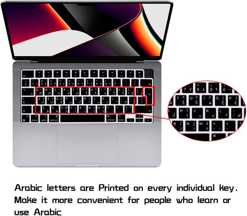 HRH Arabic Language Silicone Keyboard Cover Skin for MacBook 2026 Neo 13"(A18) & Air13.6 15"(M5-M2) & Pro14 16"(M5-M1) A3404 A3448 A3449 Dust Proof Protection Accessories European Layout - Image 2