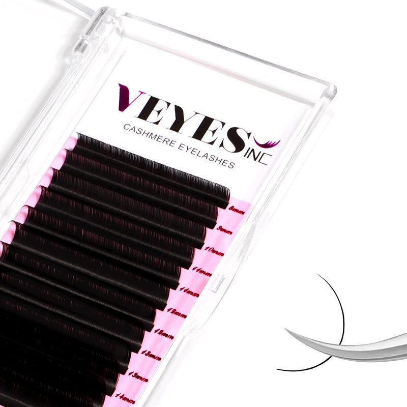 VEYES INC Cashmere Individual Lash Extensions 003020 BCCCDJM Curl 820mm Mixed Single Length Trays Matte Black Professional Supplies for Lash Techs003 D 816mm
