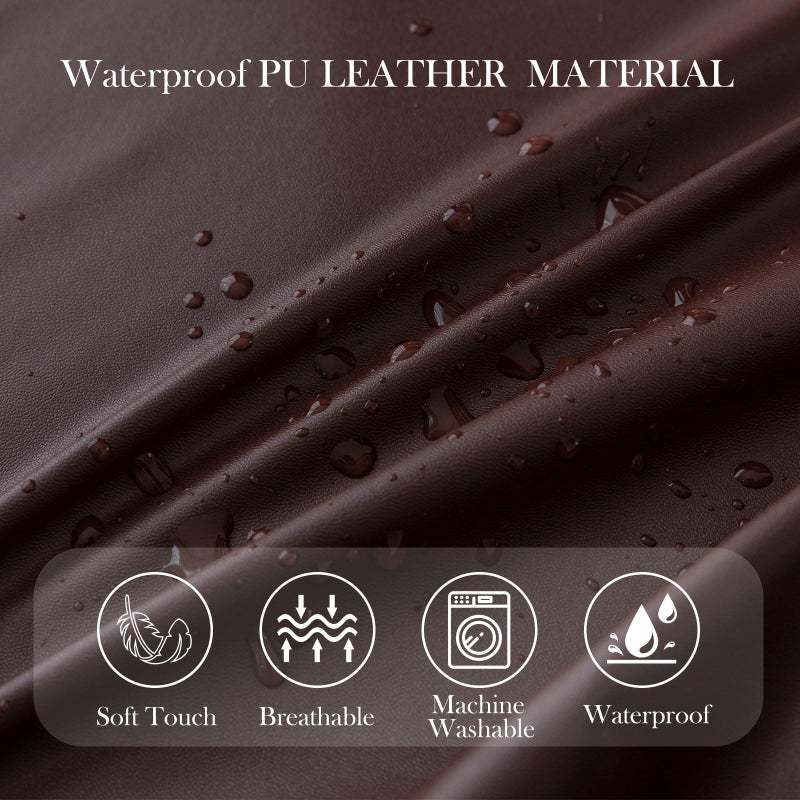 Genina Waterproof PU Leather Seat Covers for Dining Chairs,Chair Seat Covers Set of 4, Stretchable Dining Room Chair Seat Covers for Chair Protector Slipcover for Kitchen - Image 3
