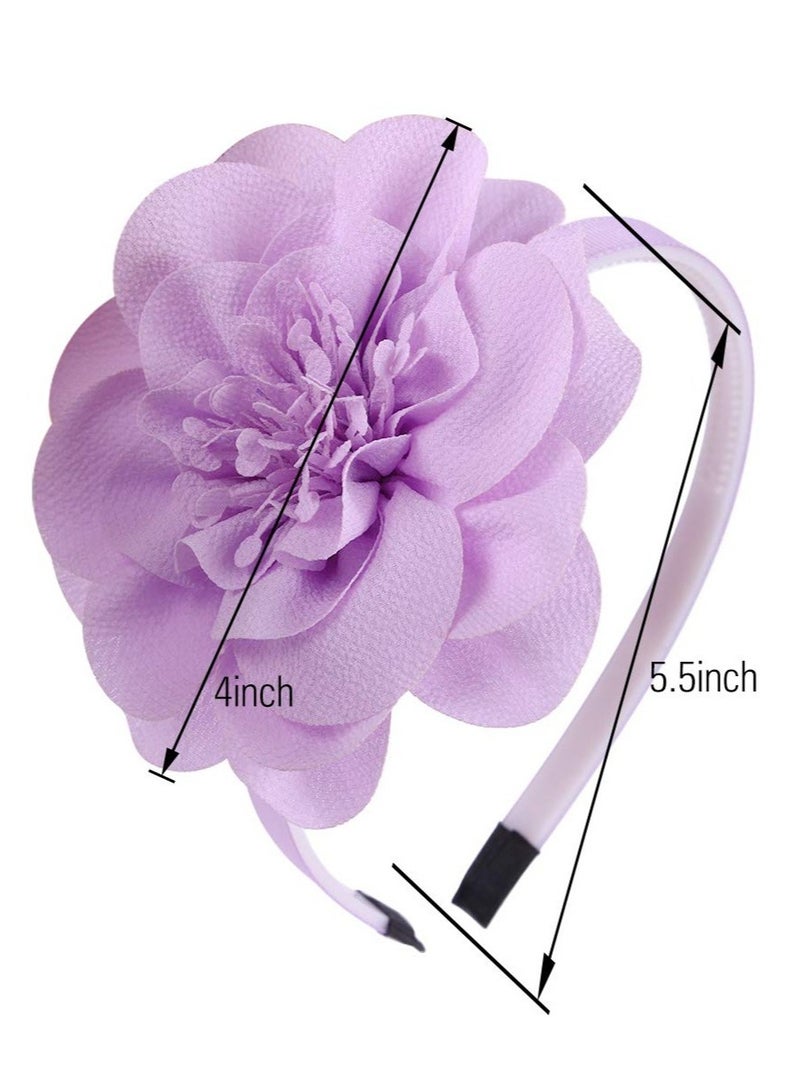 10 pcs Flower Headbands for Girls, Toddler Headbands with Chiffon Flower for Children Girls Hair Accessories, 4 Inch flower - Image 2