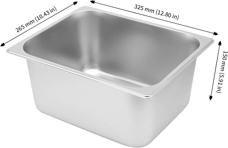 JAPCHET مجموعة 4 قطع من صواني البخار الفولاذية المقاوم للصدأ بحجم 12 بوصة وعمق 6 بوصات، صواني فندقية تجارية معدنية لتقديم الطعام في البوفيه والمطاعم - Image 2