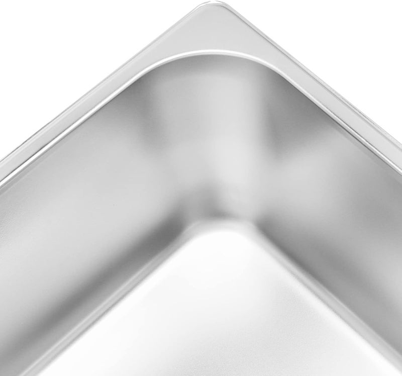 JAPCHET مجموعة 4 قطع من صواني البخار الفولاذية المقاوم للصدأ بحجم 12 بوصة وعمق 6 بوصات، صواني فندقية تجارية معدنية لتقديم الطعام في البوفيه والمطاعم - Image 3