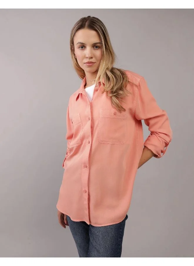 امريكان ايجل AE Bestie Long-Sleeve Button-Up Shirt