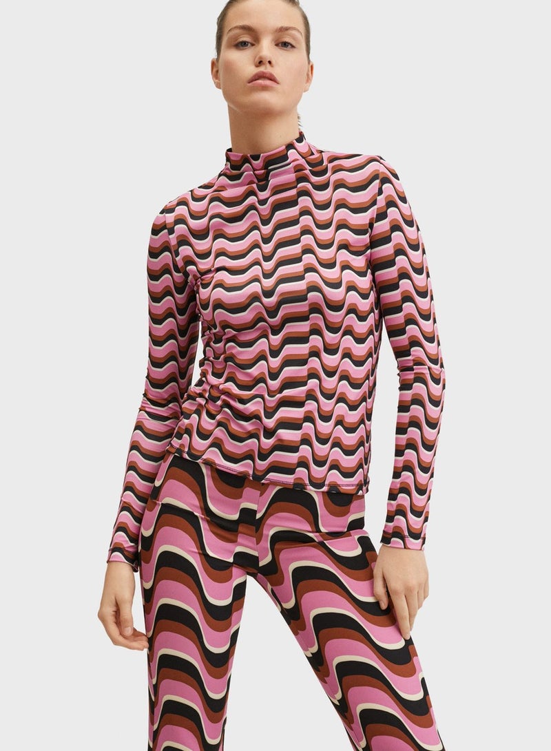 MANGO High Neck Printed T-Shirt - Image 1