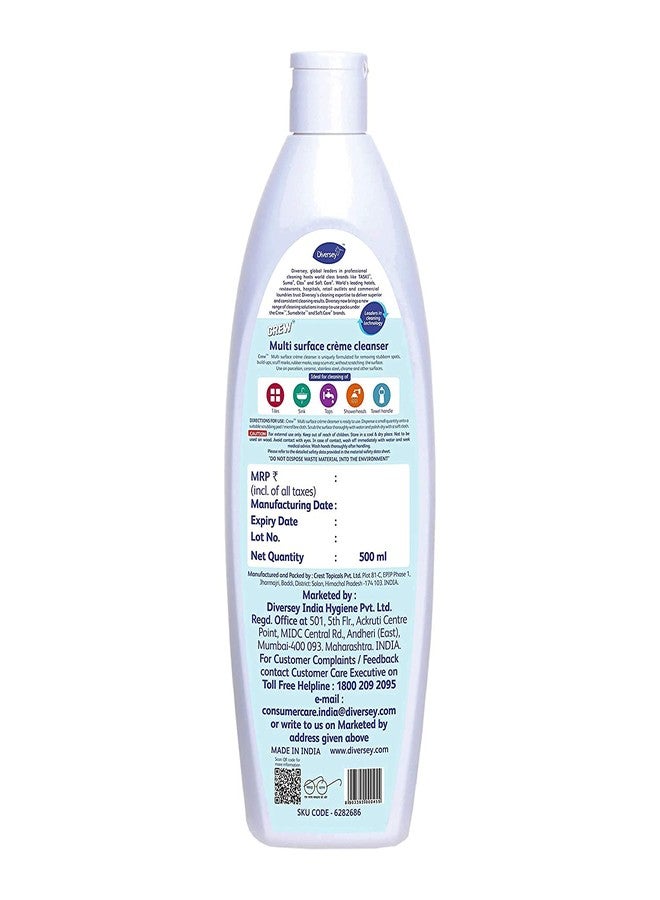 Diversey Crew Emerel Multi Surface Creme Cleanser for Bathroom Sanitary fittings, Limescale, Hard water marks, Minerals build up stain remover 500ML - Image 2