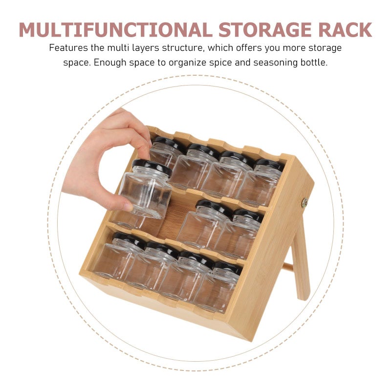 Wall Mounted 12 Compartment Spice Rack Vertical Kitchen Storage Jar Organizer - Image 4