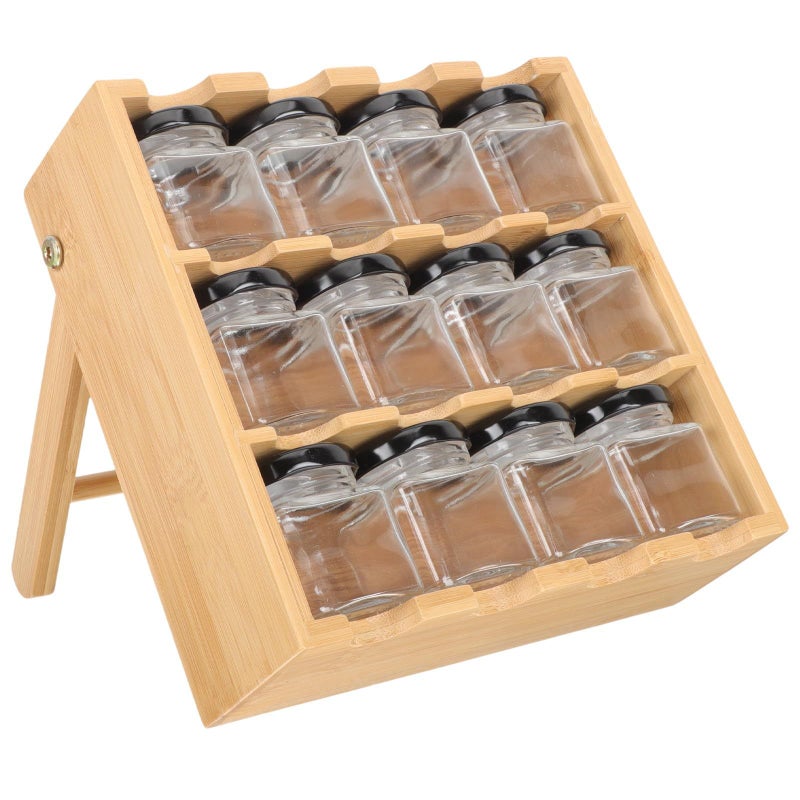 Wall Mounted 12 Compartment Spice Rack Vertical Kitchen Storage Jar Organizer - Image 2