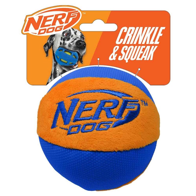 Nerf Dog Trackshot Ball Dog Toy with Interactive Squeaker and Crunch Lightweight Durable and Water Resistant 45 Inches For MediumLarge Breeds Single Unit BlueOrange - Image 2