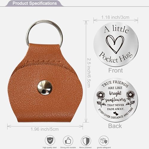 OUMILAN Pocket Hug Token Gifts for Men Boyfriend Girlfriend Inspirational Gift for Son Daughter Brother with Leather Keychain - Image 2