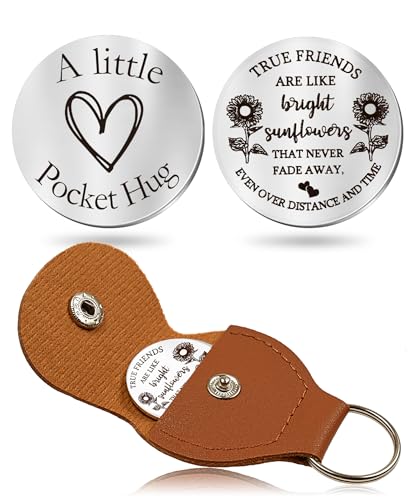 OUMILAN Pocket Hug Token Gifts for Men Boyfriend Girlfriend Inspirational Gift for Son Daughter Brother with Leather Keychain - Image 1