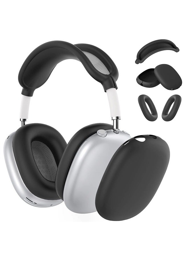 Silicone Cases Suitable for Apple AirPods Max 3-in-1 Headphones Anti-Scratch Ear Cups Cover Headband Cover and Ear Pad Protector Case Skin Accessories (Black) - Image 1