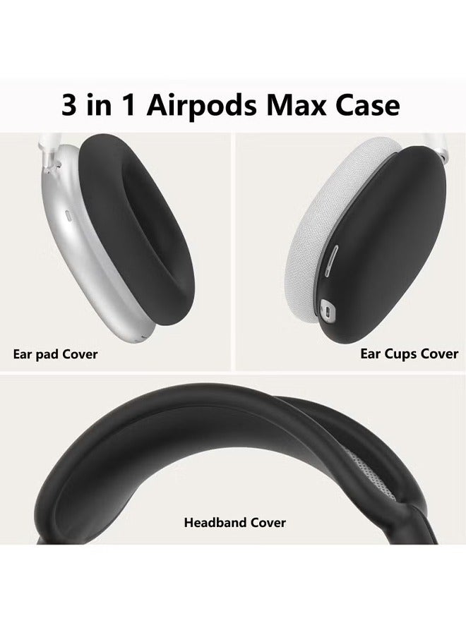 Silicone Cases Suitable for Apple AirPods Max 3-in-1 Headphones Anti-Scratch Ear Cups Cover Headband Cover and Ear Pad Protector Case Skin Accessories (Black) - Image 5