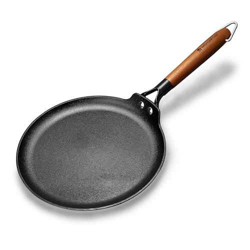 Wonderchef Ferro Light-Weight Cast-Iron Dosa Tawa, 26cm, 40% Lighter, Pre-Seasoned with 100% Vegetable Oil, Non-Toxic, Chemical-Free, Induction-Friendly, Long Cool-Touch Wood Handles, 10-Yr Warranty - Image 1