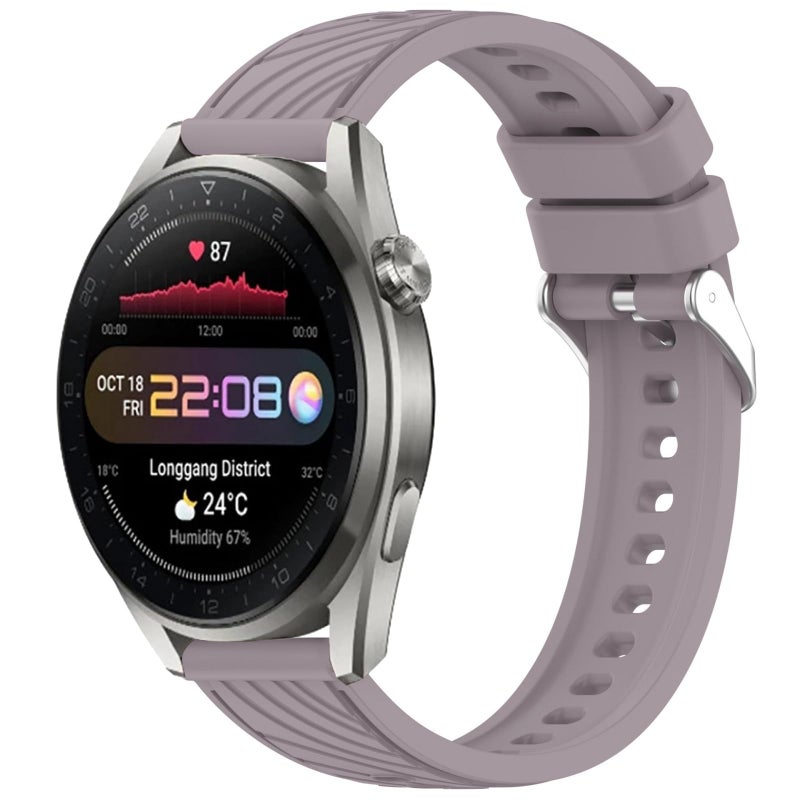 BURAQ Stripe Texture Silicone Strap Compatible with Huawei Watch 3 Pro – 22mm Smartwatch Replacement Band – Roland Purple - Image 1