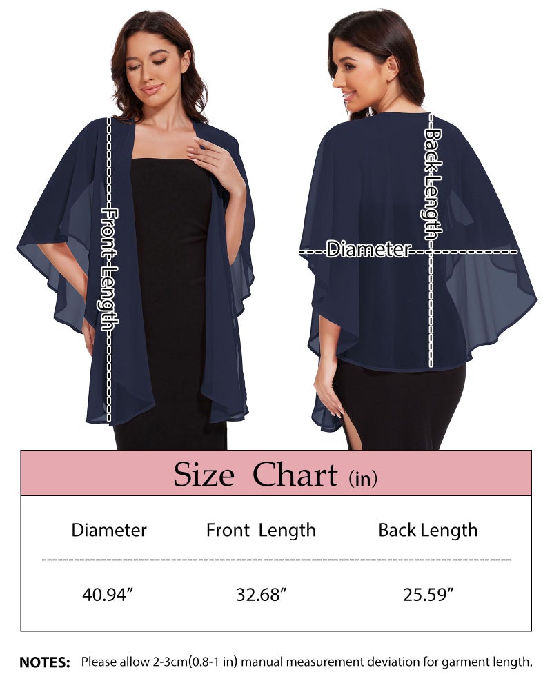 CHICGAL Shawls and Wraps for Evening Dresses Sheer Womens Chiffon Cover Up Wedding Bridal Scarf (Navy Blue) - Image 4