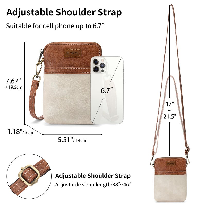 SENDEFN Cell Phone Crossbody Purse Vegan Leather Small Crossbody Bag for Women with Adjustable Strap - Image 5
