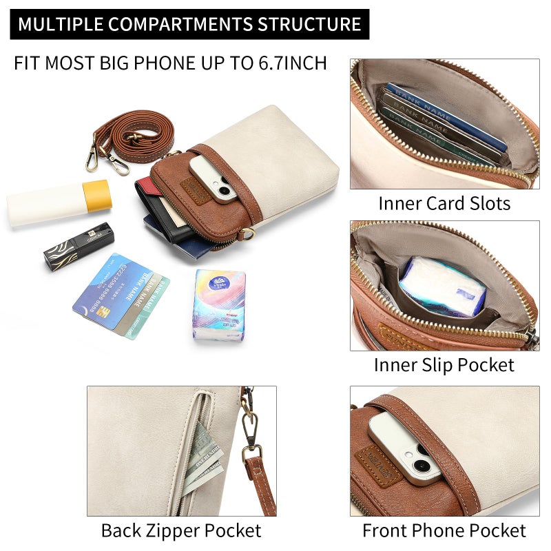 SENDEFN Cell Phone Crossbody Purse Vegan Leather Small Crossbody Bag for Women with Adjustable Strap - Image 3