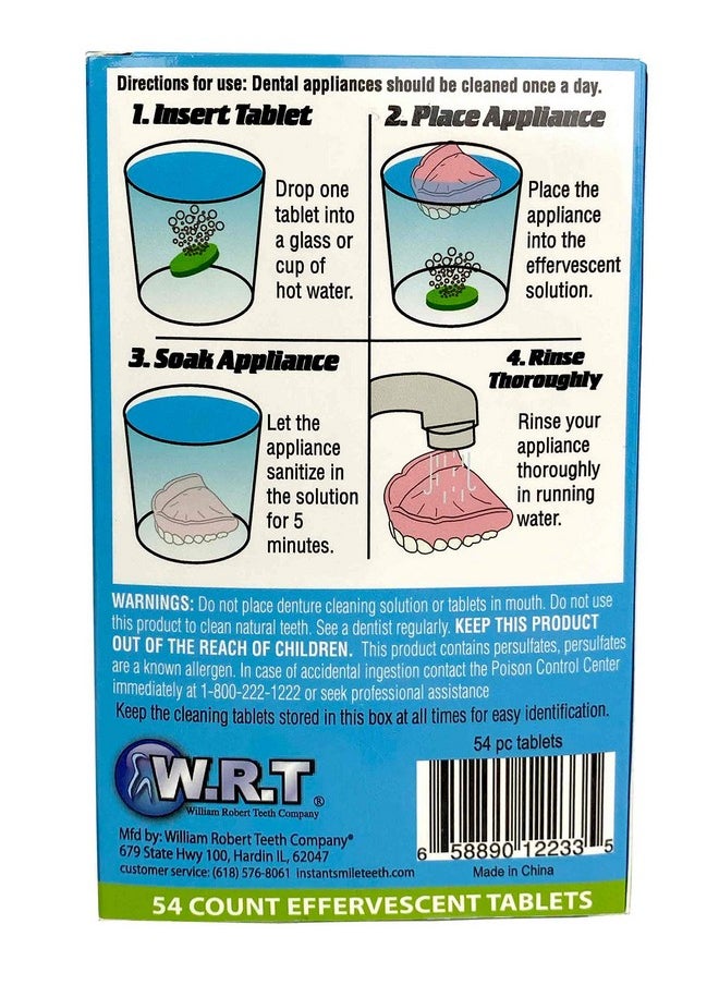 Instant Smile Retainers Mint Flavored Effervescent Denture Cleaning 54 Tablets  - Image 2