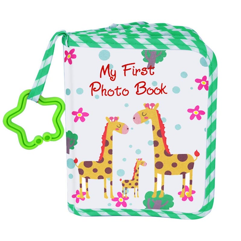 AUVCAS Baby Photo Albums, My First Photo Album For Baby, Baby Photo Book Soft Cloth Cover, Baby Books Holds 4x6 Inch Photos, Green. - Image 1