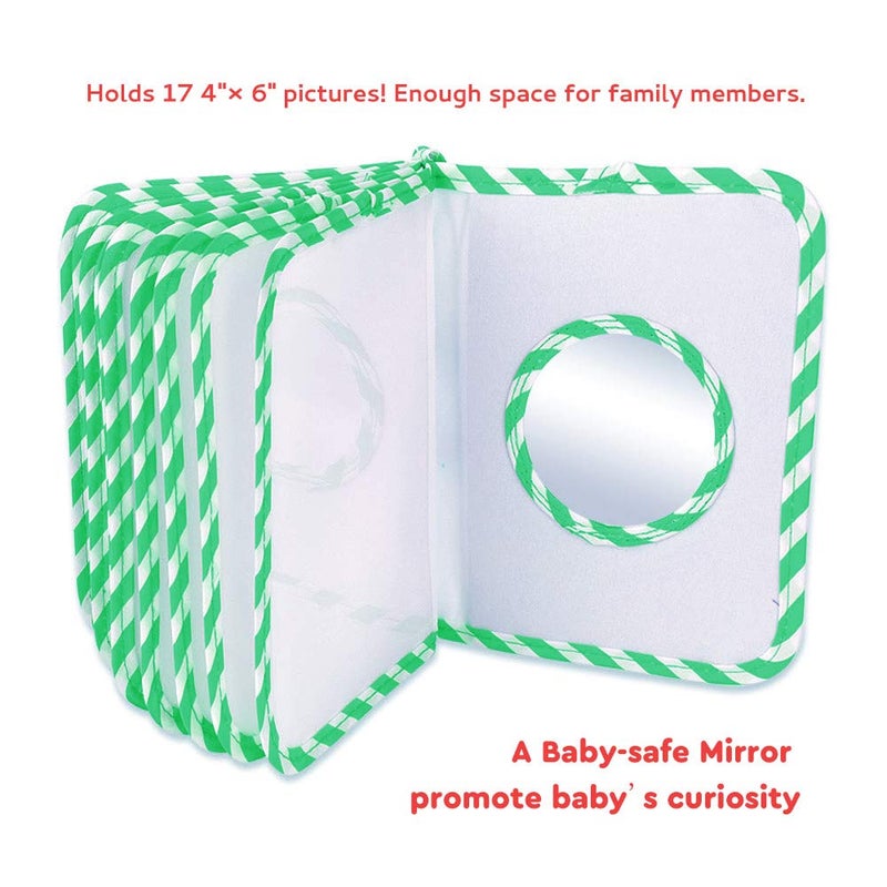 AUVCAS Baby Photo Albums, My First Photo Album For Baby, Baby Photo Book Soft Cloth Cover, Baby Books Holds 4x6 Inch Photos, Green. - Image 4
