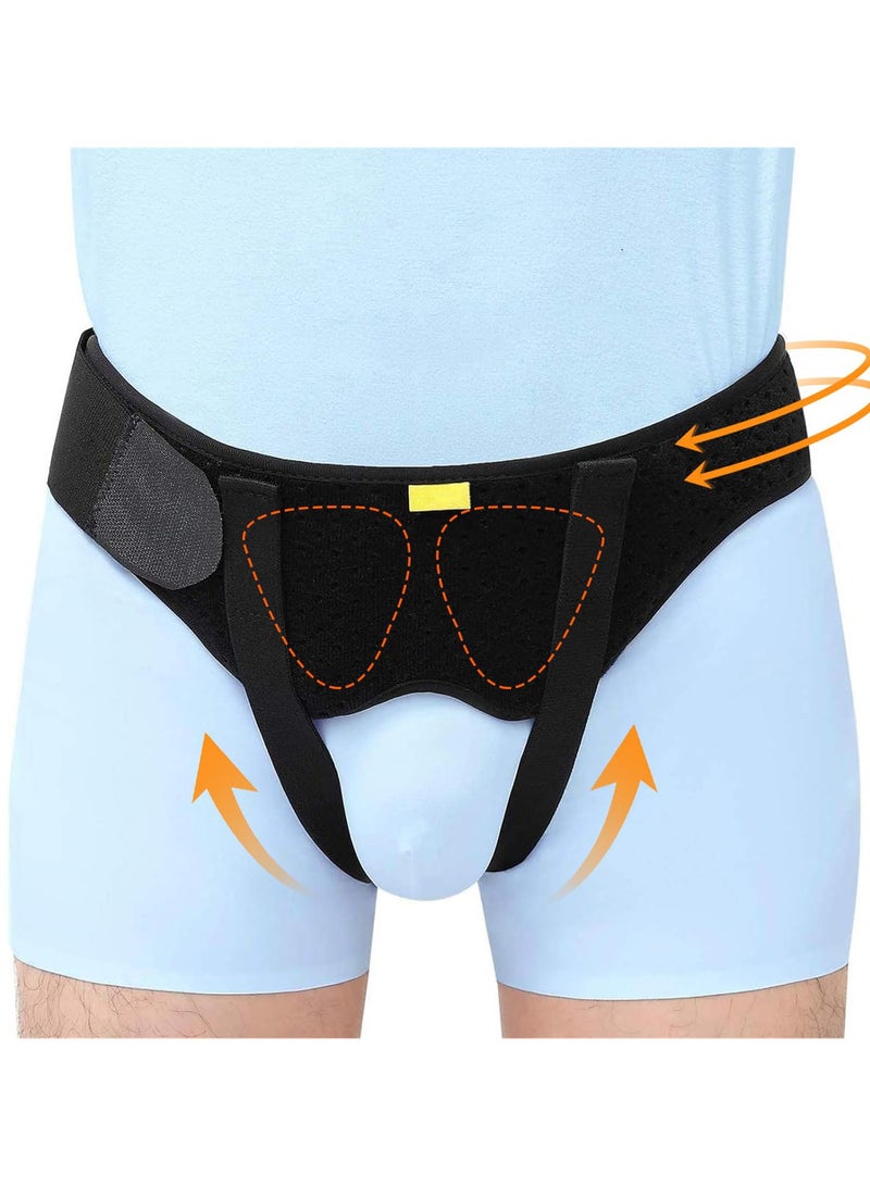 Hernia Belt for Men Hernia Support Truss for Single/Double Inguinal or Sports Hernia, Adjustable Waist Strap with 2 Removable Compression Pads Breathable Material (M Size) - Image 1